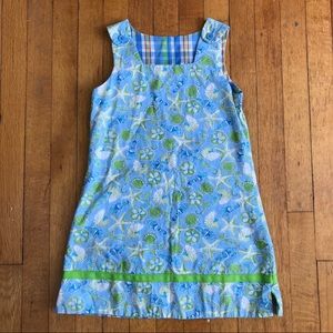 Reversible starfish and plaid patterned jumper